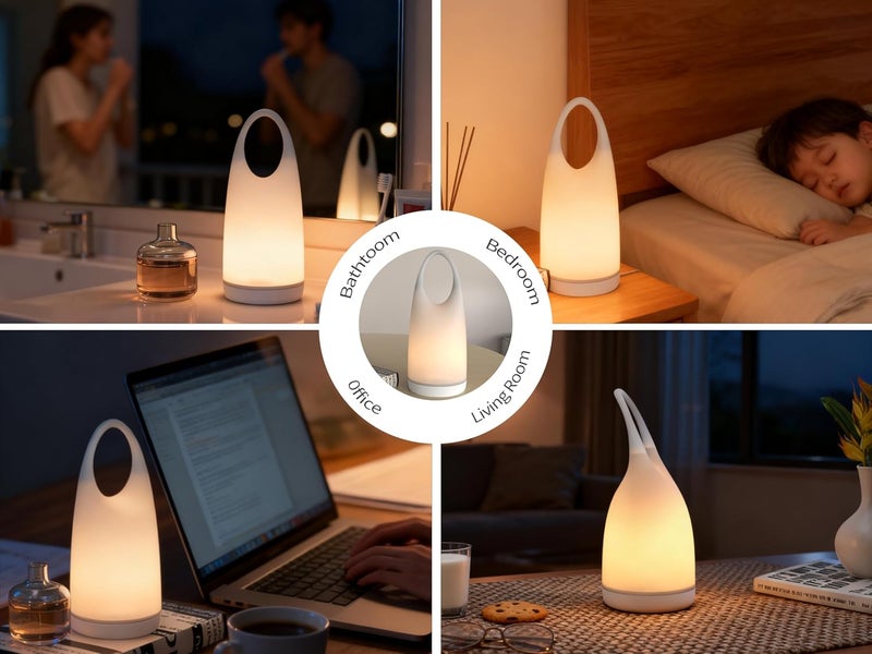 ANNAITE Portable Night Light Table Lamp 2 in 1 Charging LED Camping Lantern Waterproof 3-Levels Dimming&Silicone Shell Shatterproof Survival Kits for Indoor Outdoor Home Emergency Light Power (Warm Light) - Image 3